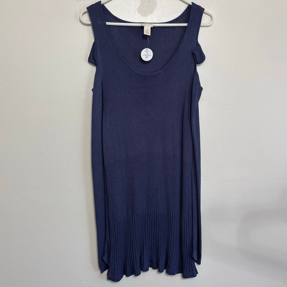 Chico's Blue Cold Shoulder Ribbed Sweater Dress 3/XL NWT
